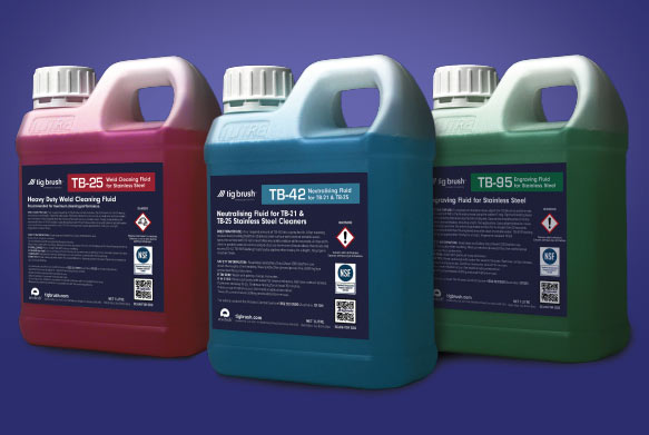Gama de líquidos premium TIG BRUSH con certificación NSF para acero inoxidable